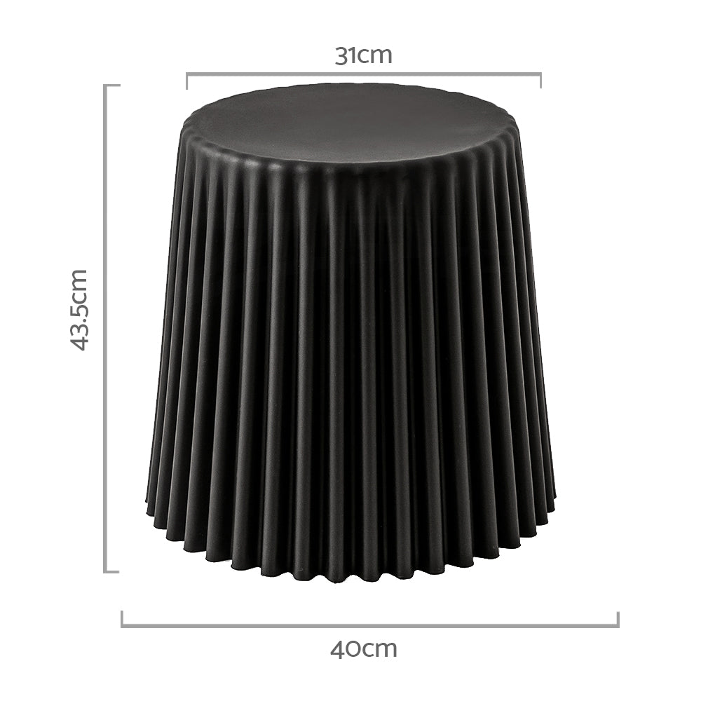 Set of 2 Cupcake Stool Plastic Stacking Bar Stools Dining Chairs Kitchen Black