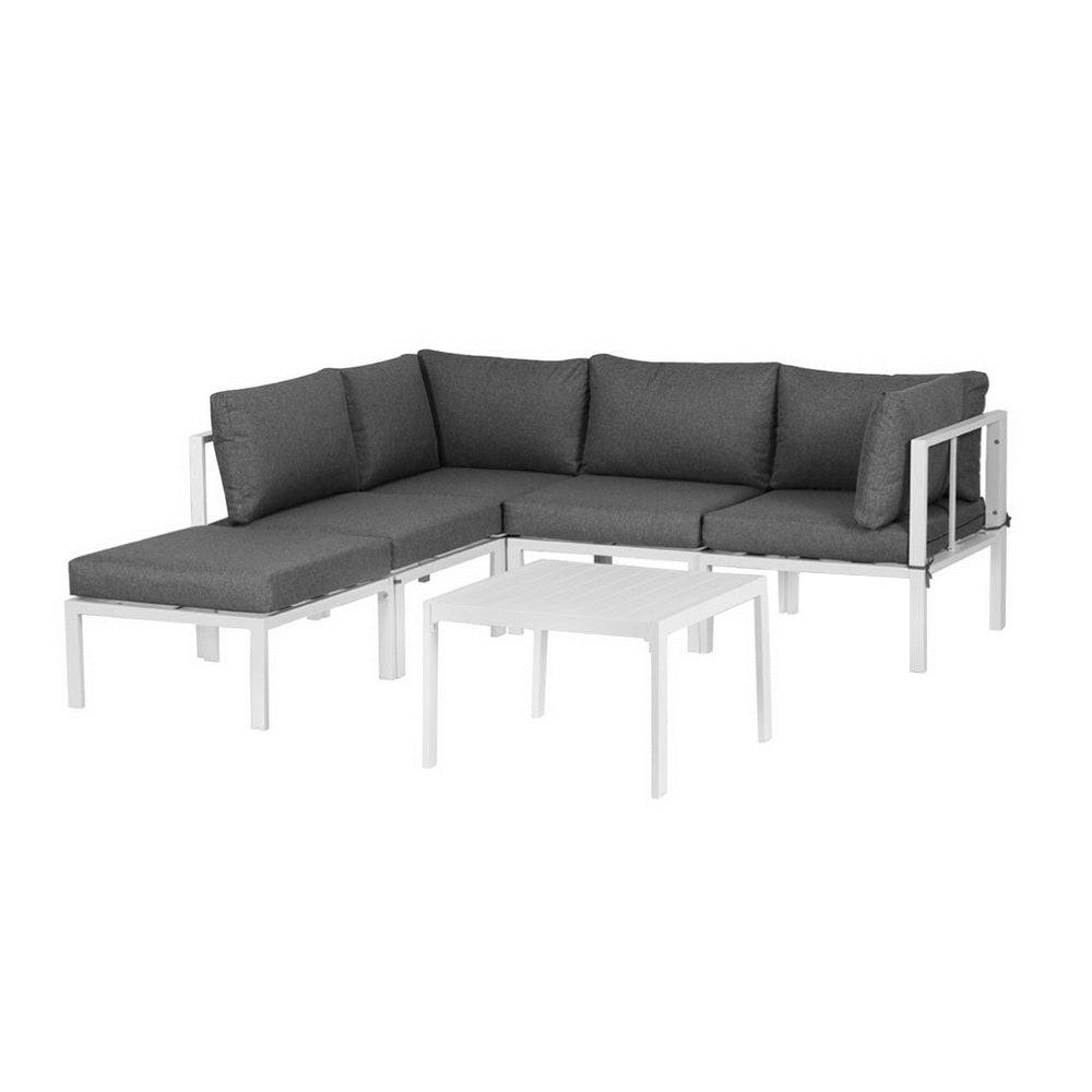 6PCS Outdoor Sofa Set Aluminium Table and Chairs Lounge Patio Furniture