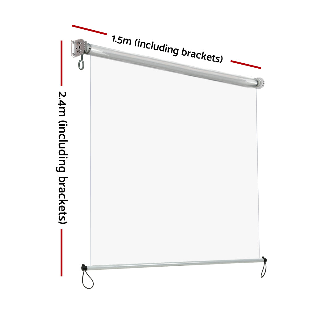 1.5X2.4M Outdoor Blinds Clear Roll Down Awning Retractable Outdoor Blinds Water Wind Proof Transparent