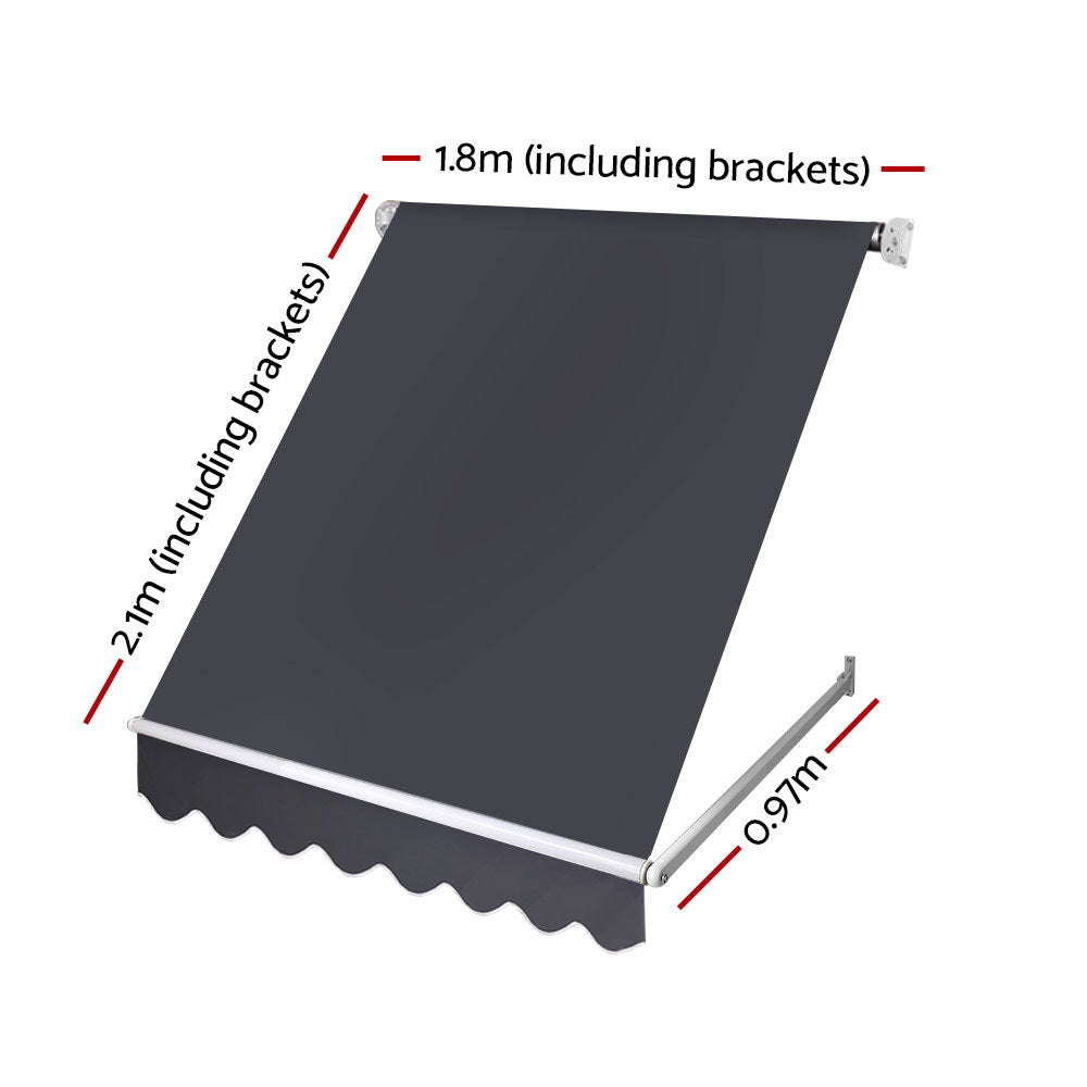 Window Fixed Pivot Arm Awning Outdoor Blinds Retractable Canopy1.8X2.1M