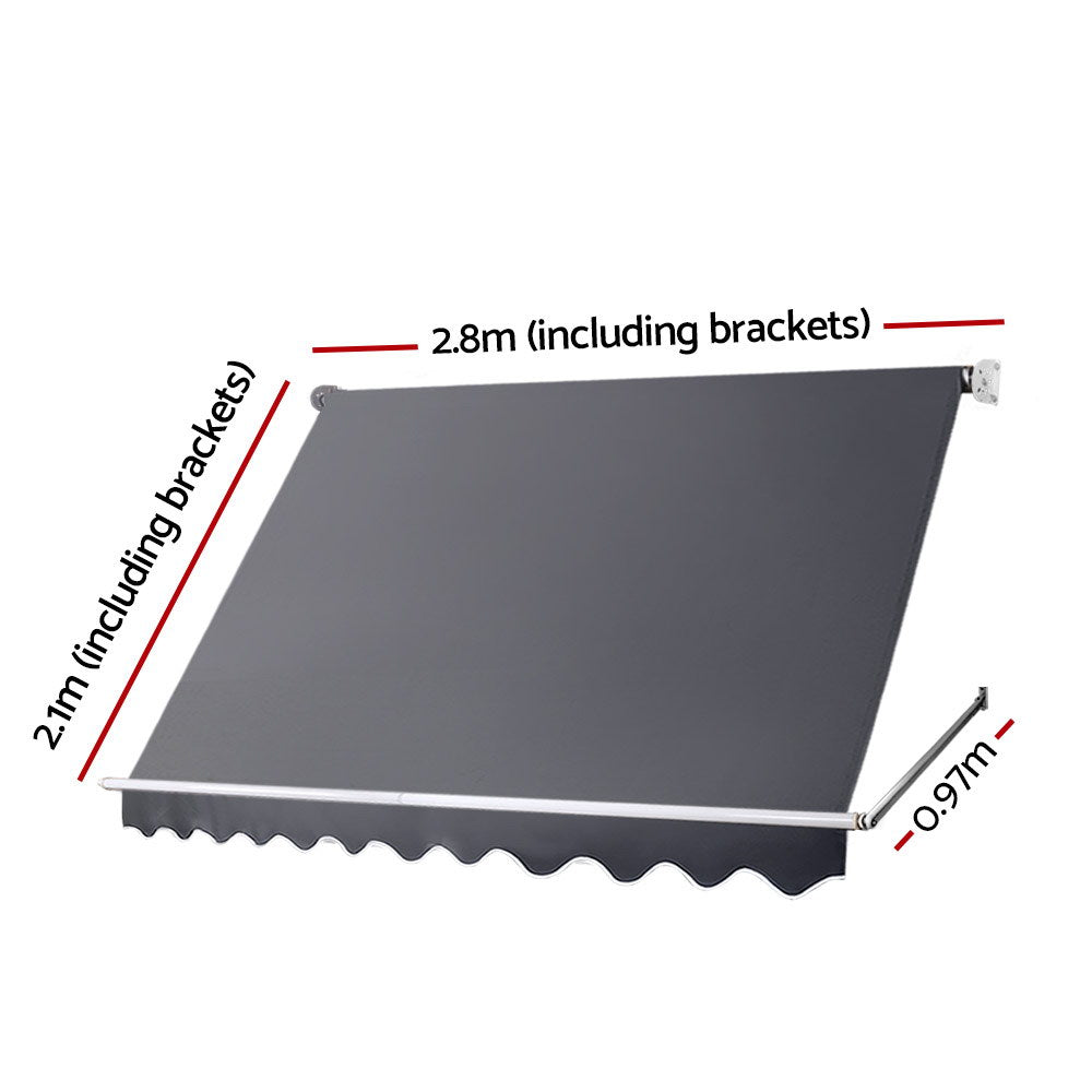 Window Fixed Pivot Arm Awning Patio Outdoor Blinds Retractable 2.8X2.1M