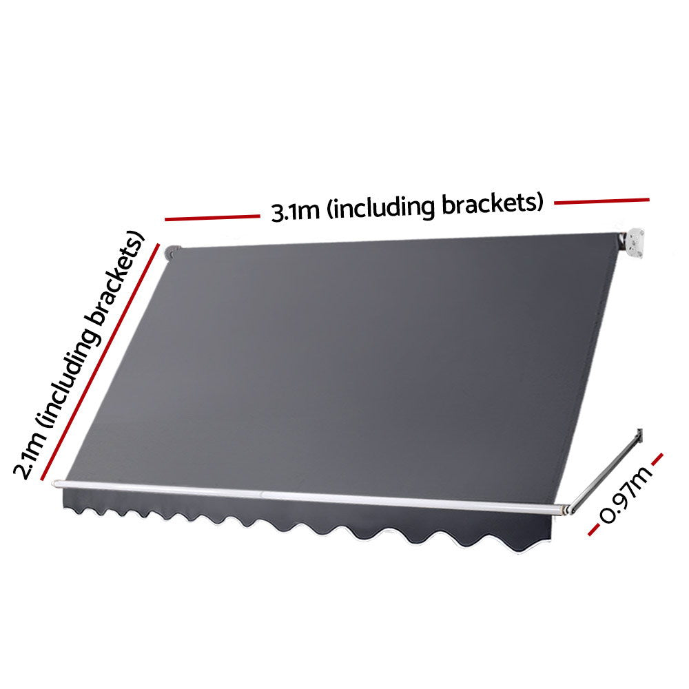 Window Fixed Pivot Arm Awning Outdoor Blinds Retractable Canopy3.1X2.1M