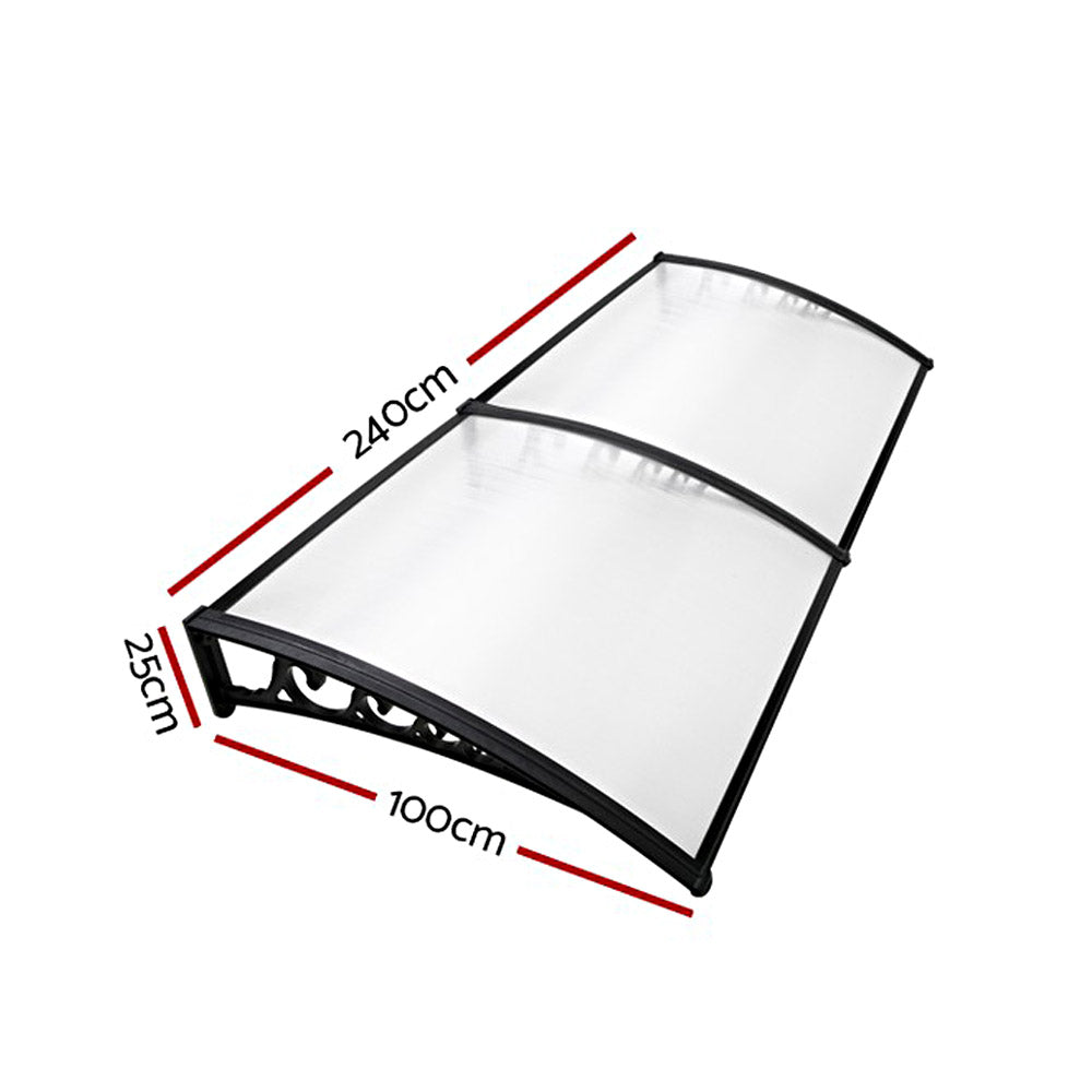 Window Door Awning 1mx2.4m Transparent