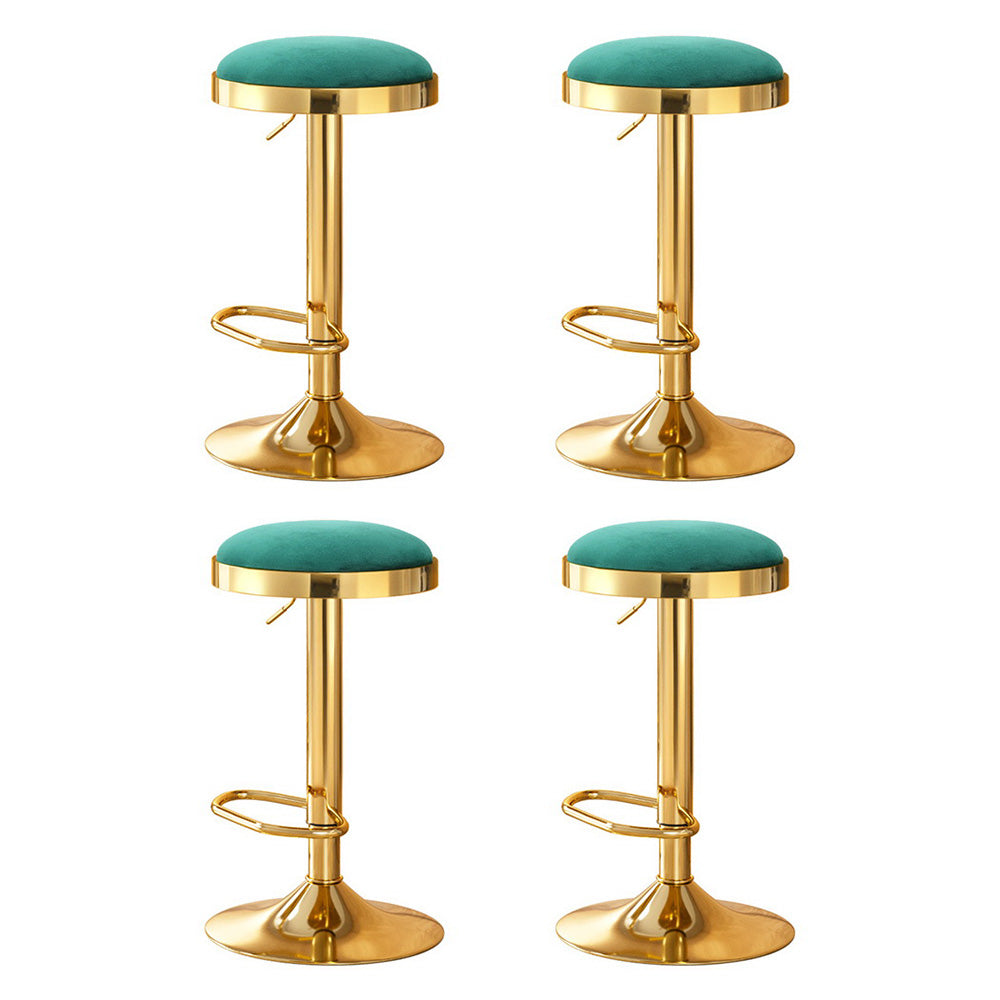 Set of 4 Eden Velvet Bar Stools – Green & Gold