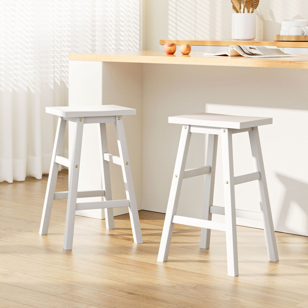 Set of 2 Arden Saddle Seat Bar Stools - White