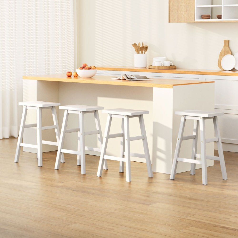 Set of 4 Arden Saddle Seat Bar Stools - White