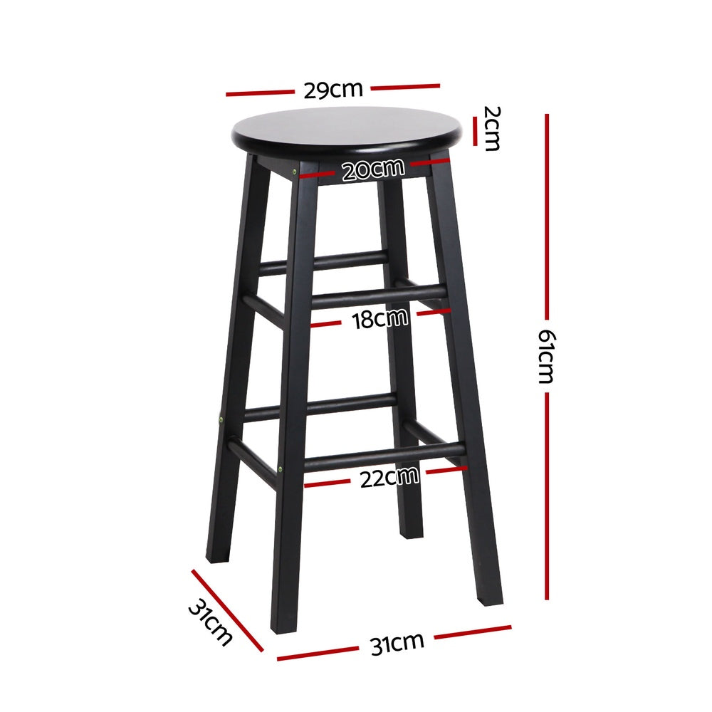 Set of 4 Callan Solid Wood Bar Stools - Black