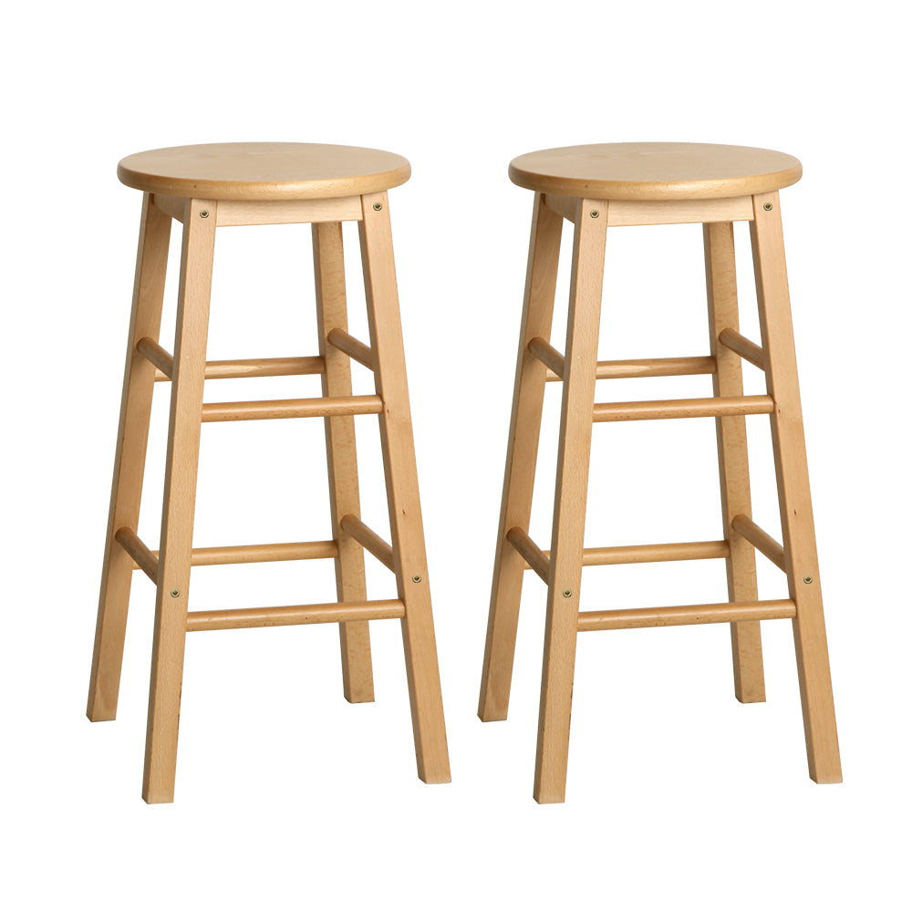 Set of 2 Callan Solid Wood Bar Stools - Natural