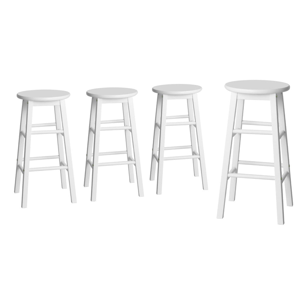 Set of 4 Callan Solid Wood Bar Stools - White