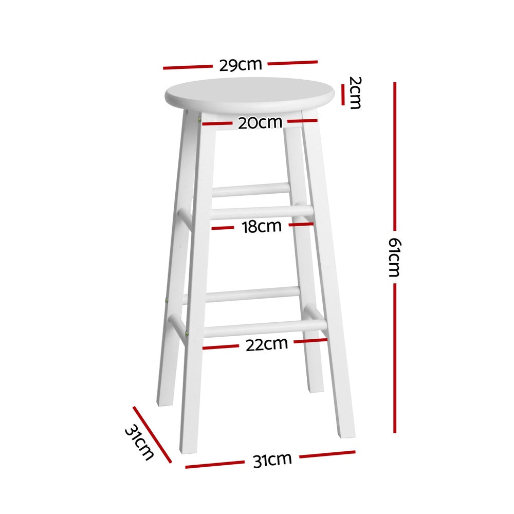 Set of 4 Callan Solid Wood Bar Stools - White