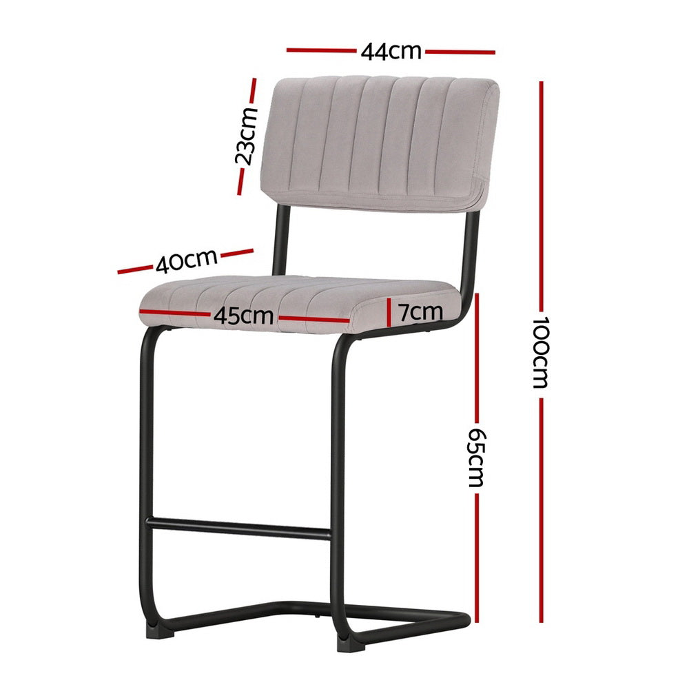 Set of 4 Kallan Velvet Bar Stools – Grey