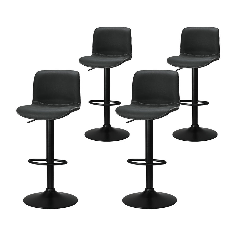 Set of 4 Koby Gas Lift Bar Stools - Black