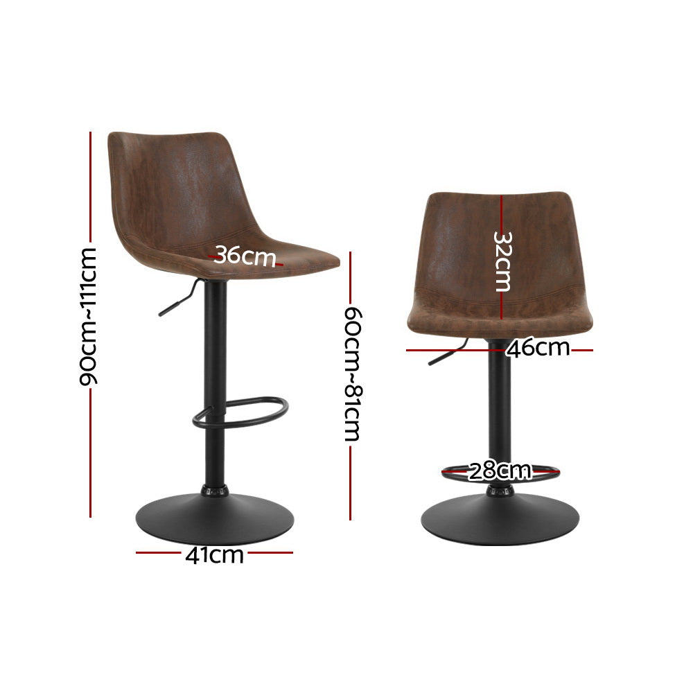 Set of 2 Marek Vintage PU Leather Swivel Bar Stools – Brown