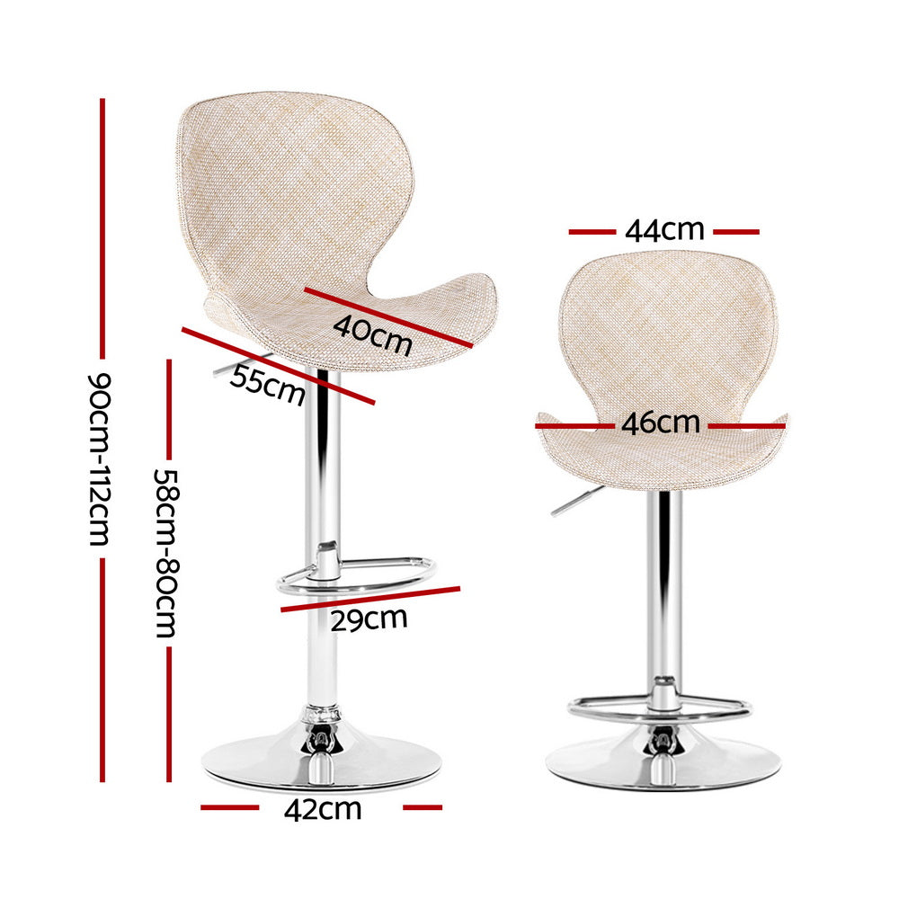 Set of 4 Dorian Adjustable Rattan Bar Stools – Beige