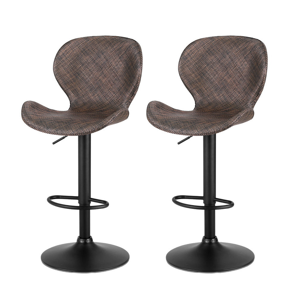 Set of 2 Dorian Adjustable Rattan Bar Stools – Brown