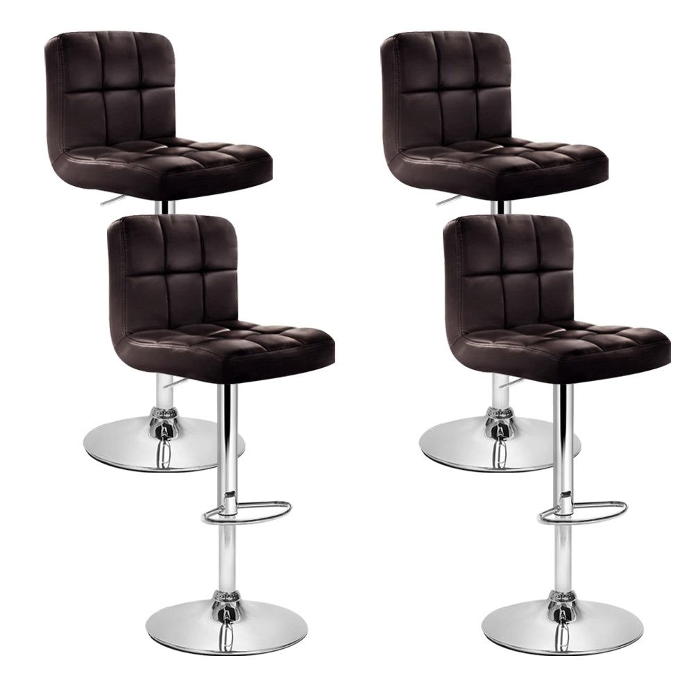 Set of 4 Evren Swivel PU Leather Bar Stools – Chocolate
