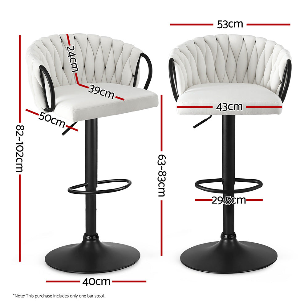 Renley Adjustable Velvet Bar Stool - Ivory