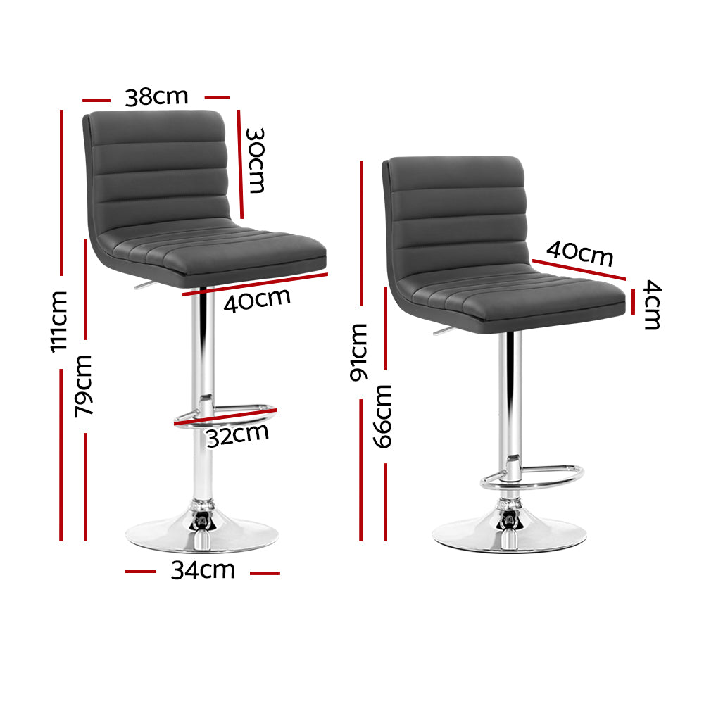 Set of 4 Remy Adjustable Leather Bar Stools - Grey