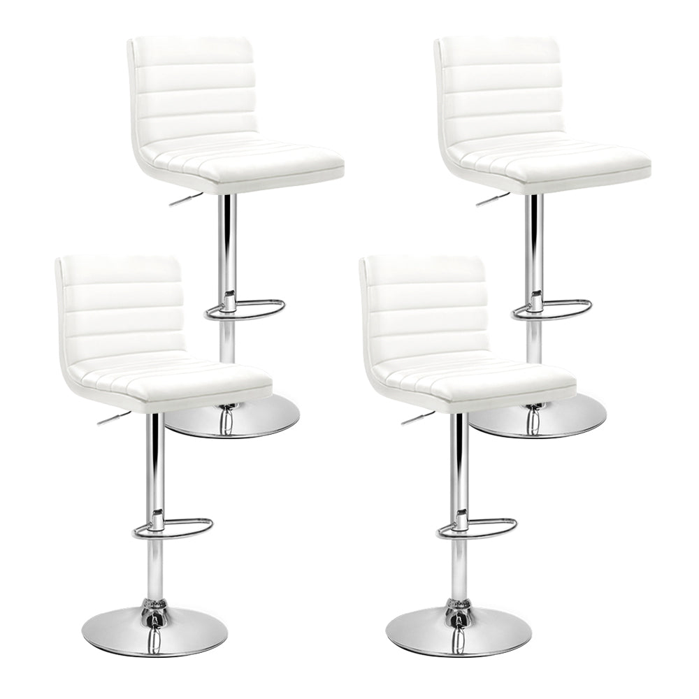 Set of 4 Remy Adjustable Leather Bar Stools – White