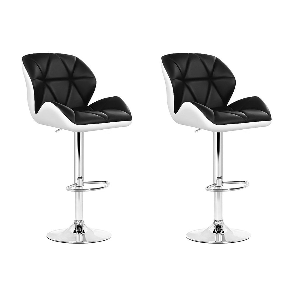 Set of 2 Evaro Two-Tone Swivel Bar Stools – Black and White