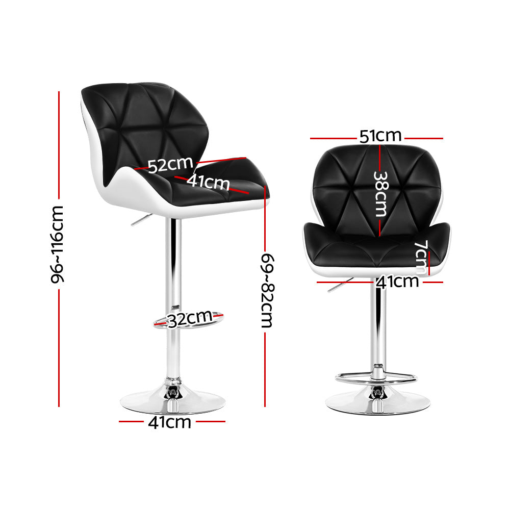 Set of 2 Evaro Two-Tone Swivel Bar Stools – Black and White