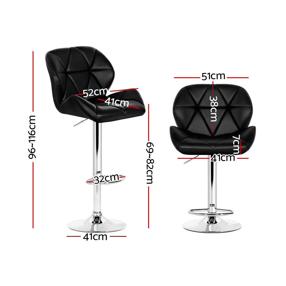 Set of 2 Evaro Swivel PU Leather Bar Stools – Black