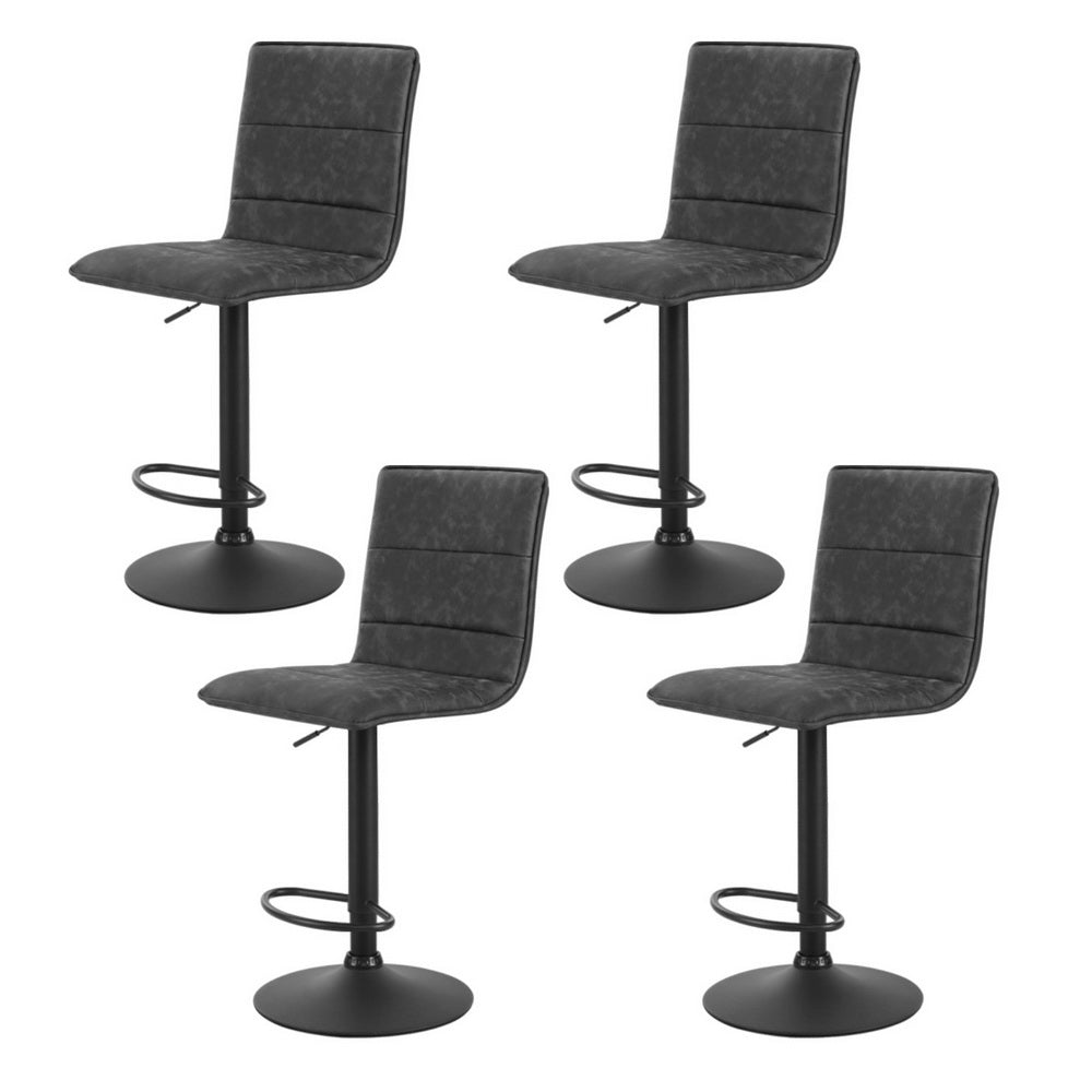Set of 4 Winslow Vintage Style High Back Bar Stools – Grey