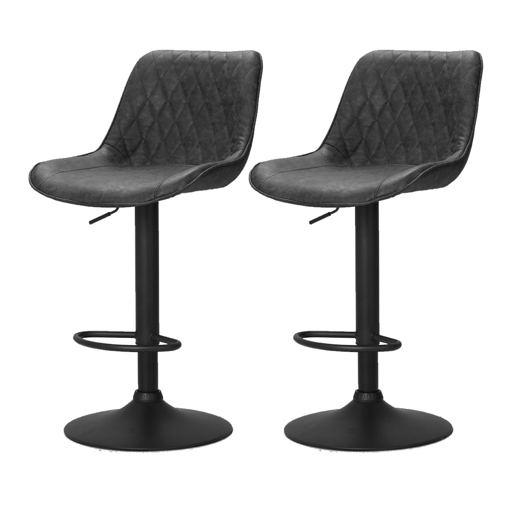 Set of 2 Kensington Diamond Back Bar Stools - Black