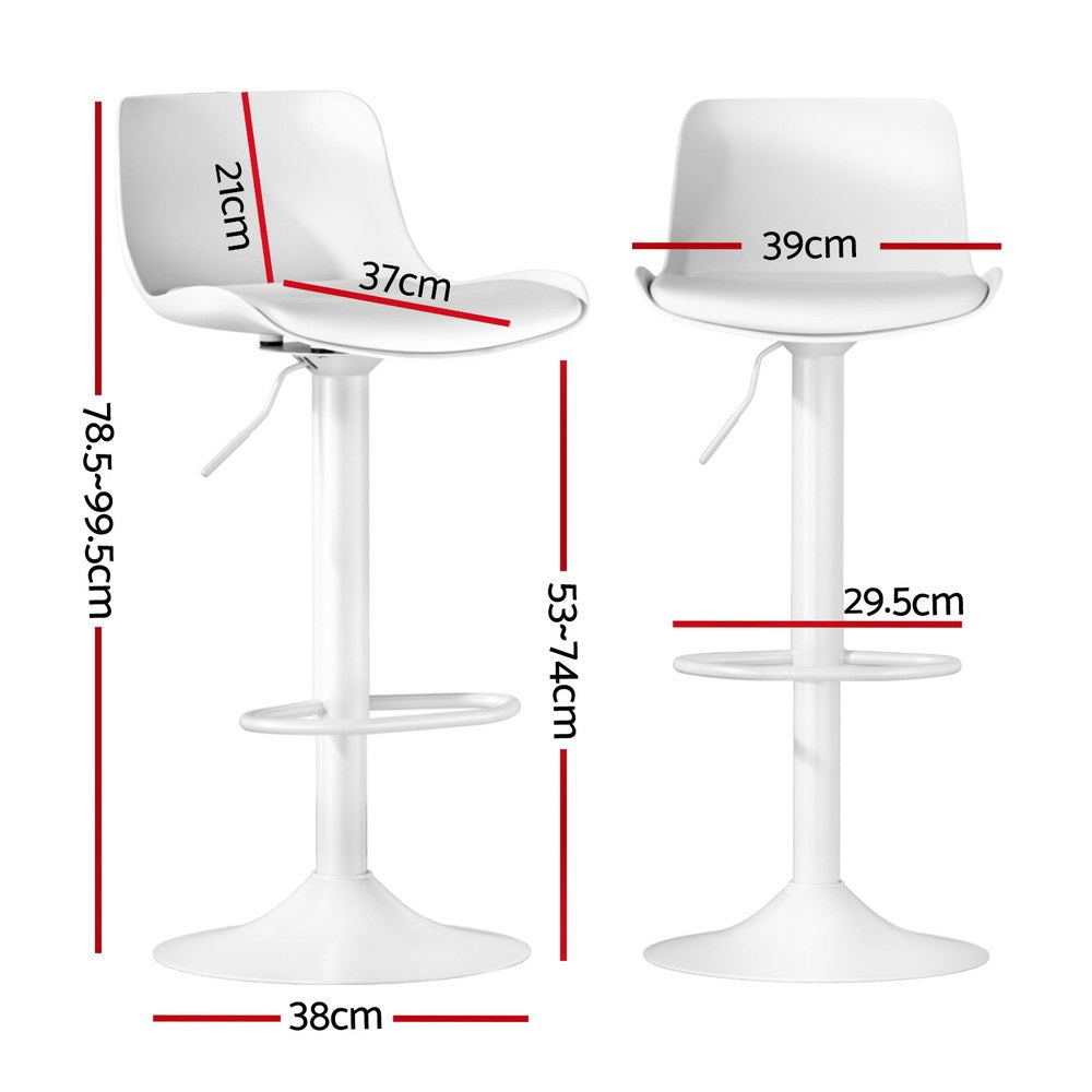 Set of 2 Aurora Gas Lift Bar Stools - Classic White