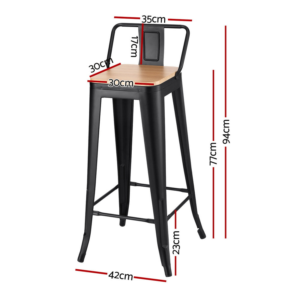 Set of 4 Knox Industrial Stackable Bar Stools – Black