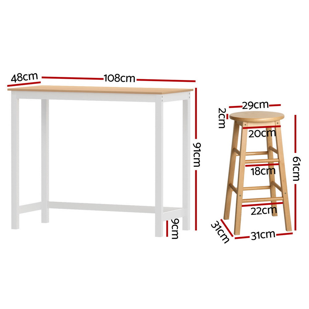 Bar Table and Stools Set Dining Desk Kitchen Chairs Cafe Pub