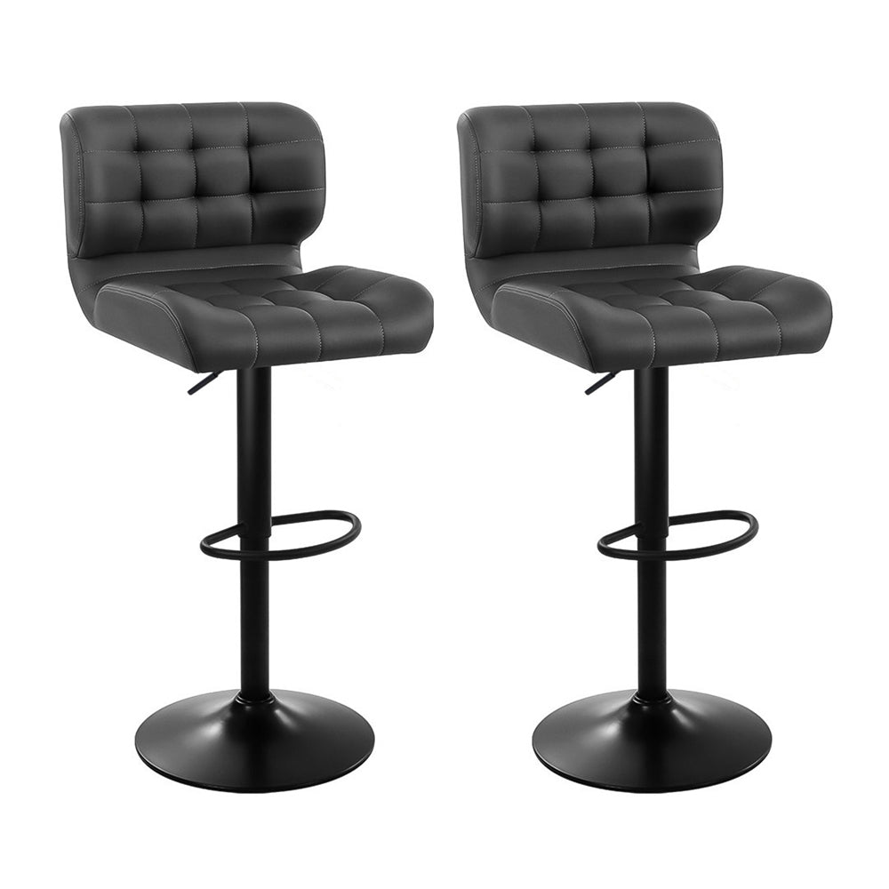 Set of 2 Preston Gas Lift Leather Bar Stools - Grey