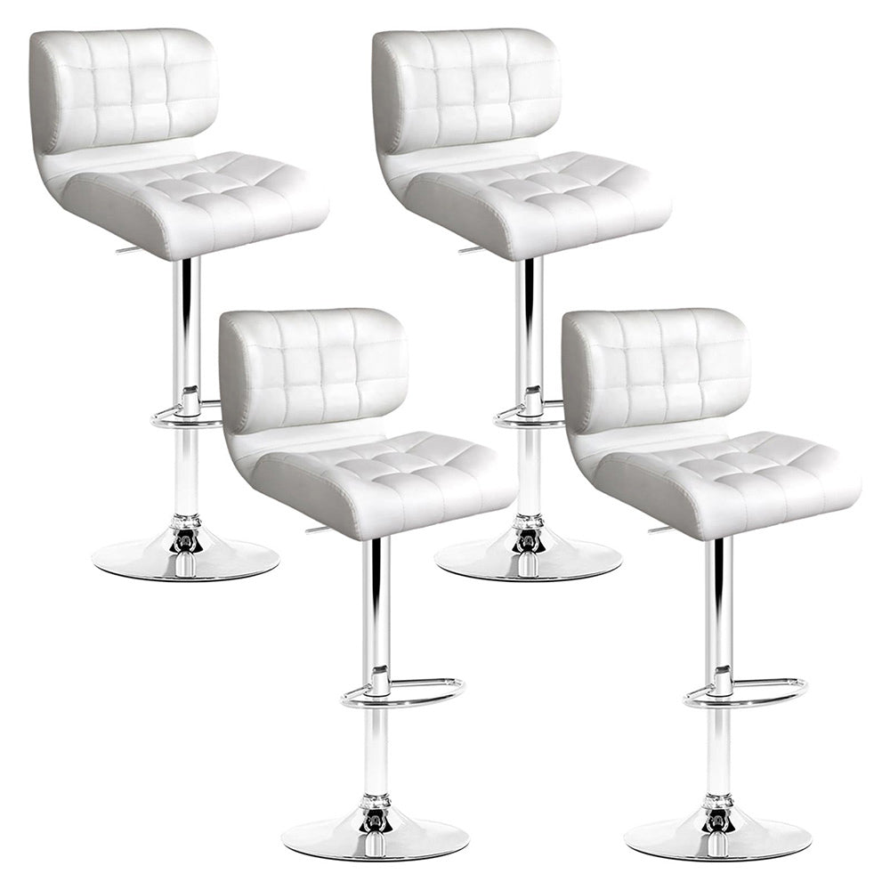 Set of 4 Preston Gas Lift Leather Bar Stools - White & Chrome