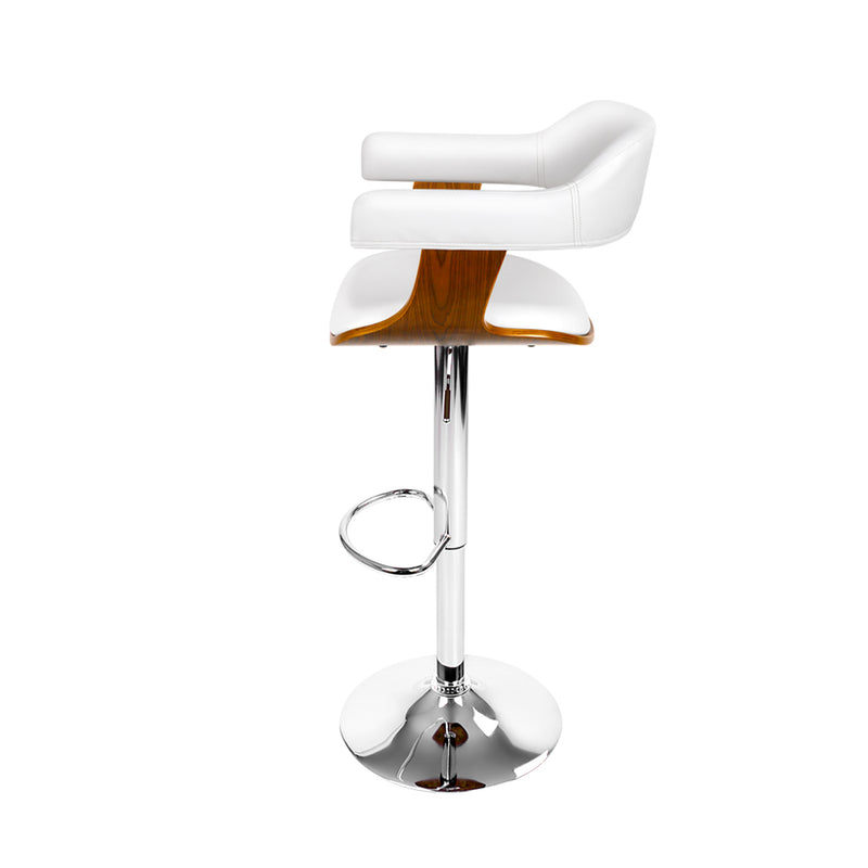 Set of 3 Finley Wooden Gas Lift Bar Stools With Armrest White