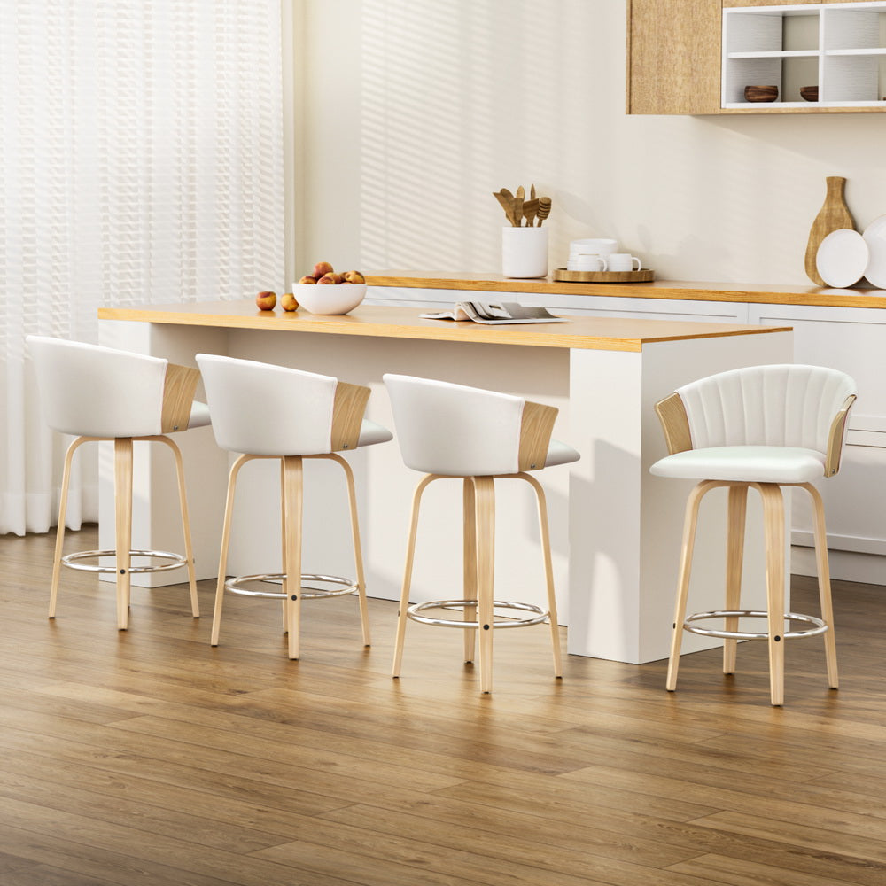 Set of 4 Astoria Bentwood Bar Stools – White