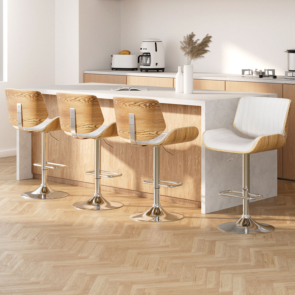 Set of Galina Adjustable Swivel Bar Stools White