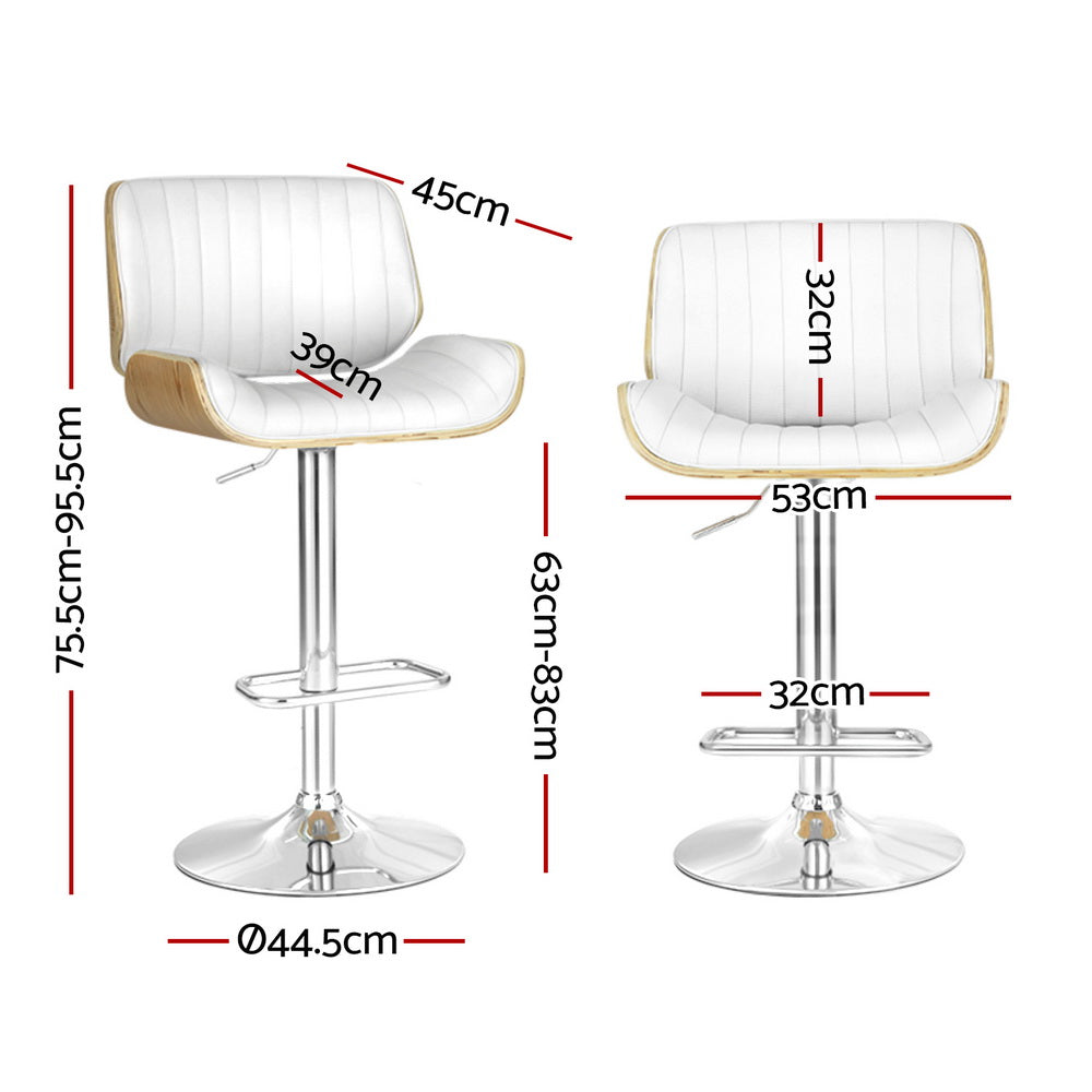 Set of 4 Galina Adjustable Swivel Bar Stools - White