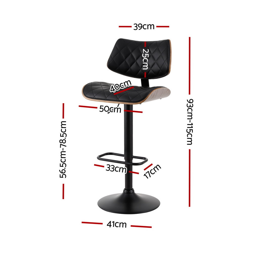 Set of 2 Quentin Gas Lift Bar Stools - Black