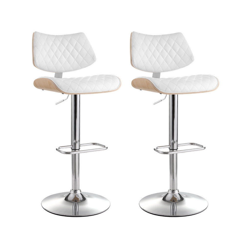 Set of 2 Quentin Gas Lift Bar Stools - White
