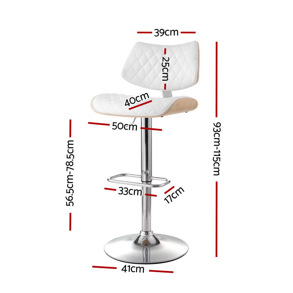 Set of 2 Quentin Gas Lift Bar Stools - White