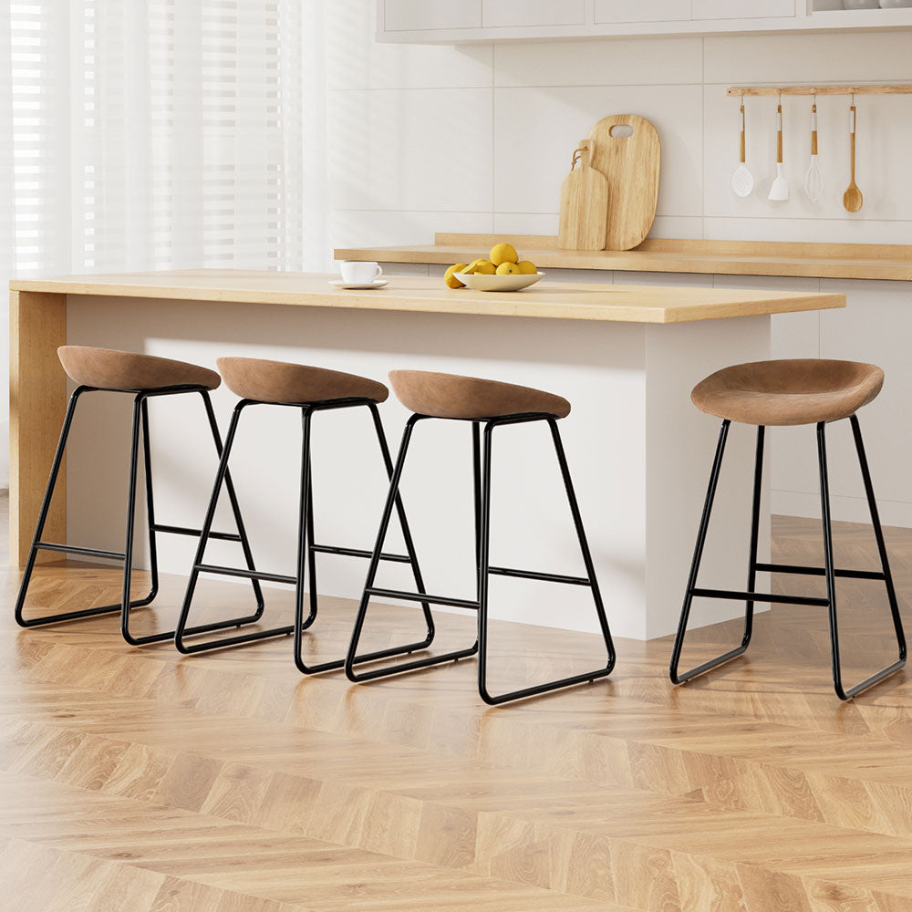 Set of 4 Ludovic Bar Stools - Brown