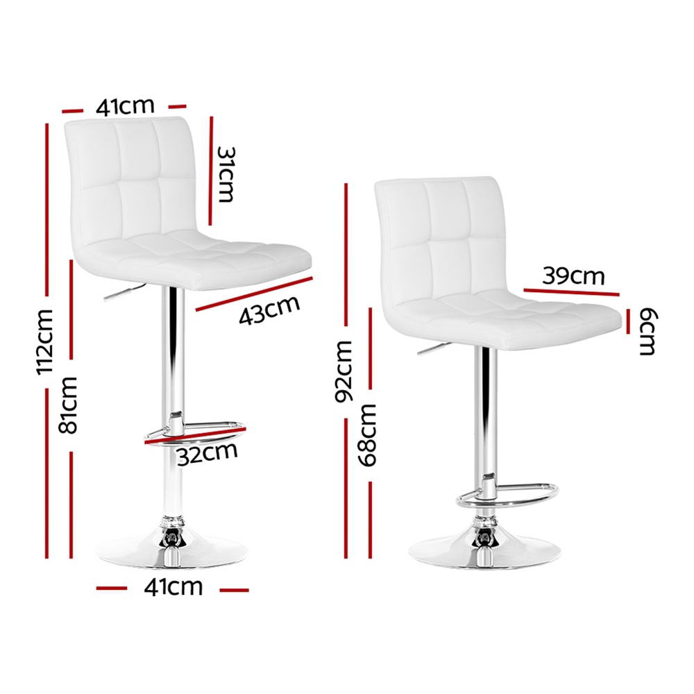 Set of 4 Vienna Gas Lift Bar Stools - White