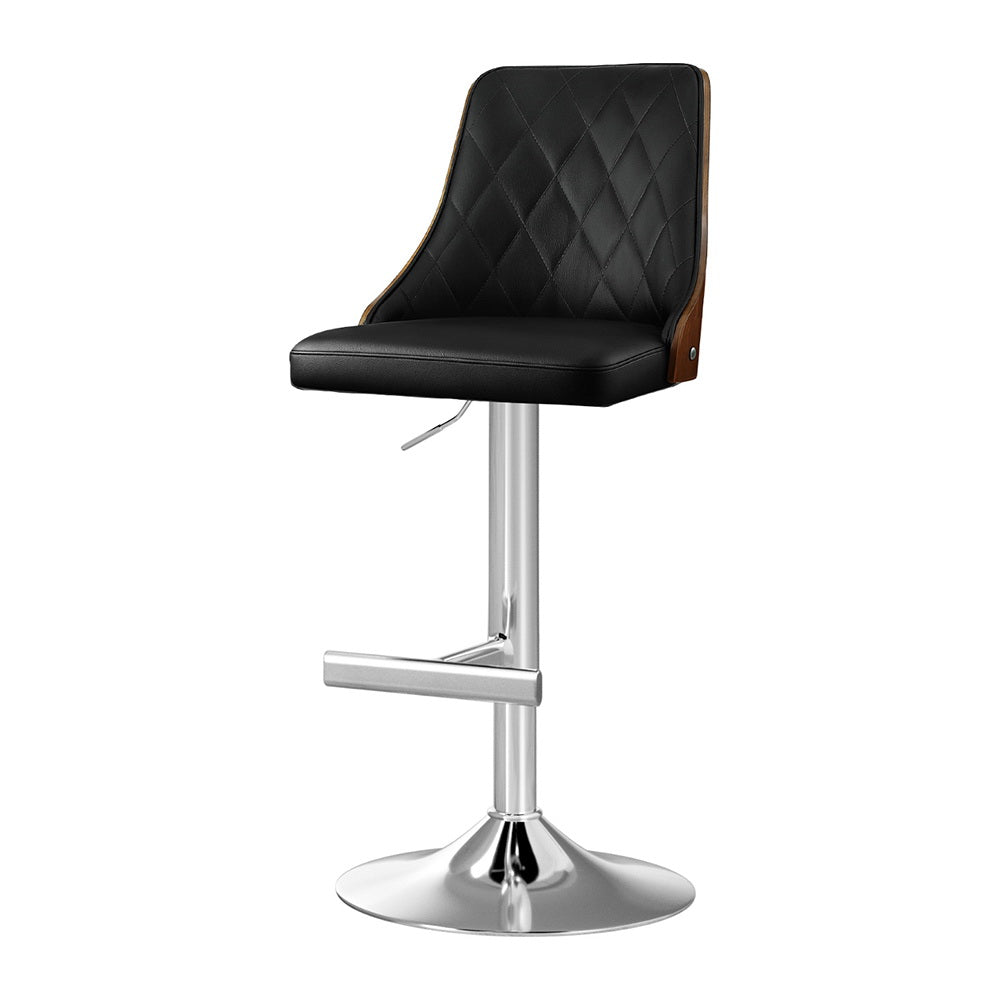Auren Adjustable Bentwood Leather Bar Stool - Black