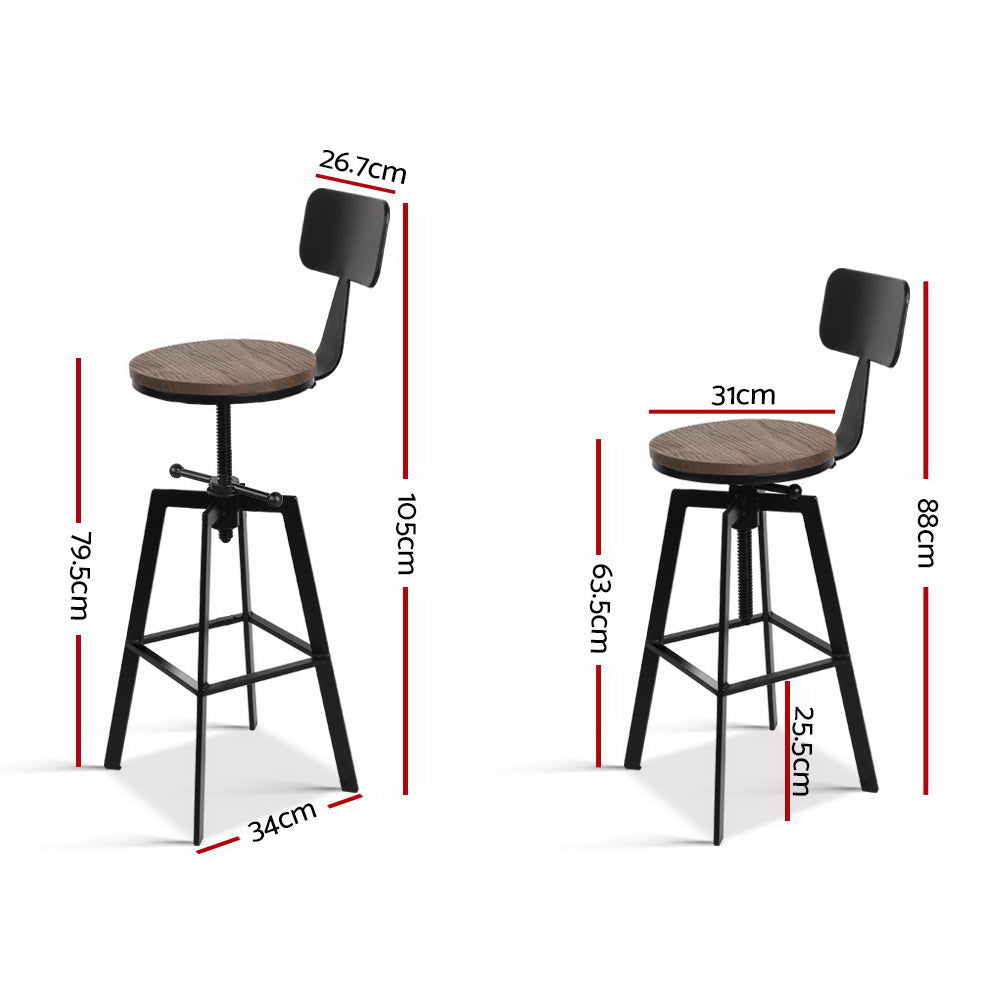 Cooper Industrial Style Metal and Wooden Rustic Bar Stool Black