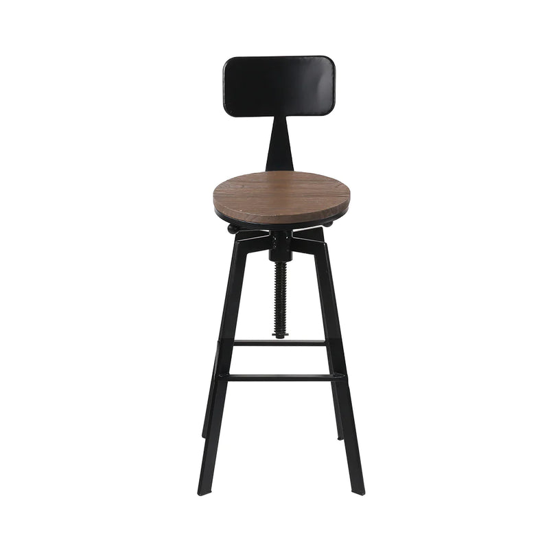 Set of 3 Cooper Industrial Style Metal and Wooden Rustic Bar Stools Black