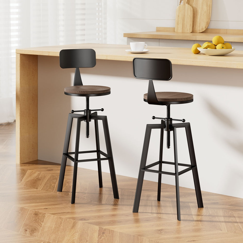Set of Cooper Industrial Style Metal and Wooden Rustic Bar Stools Bl