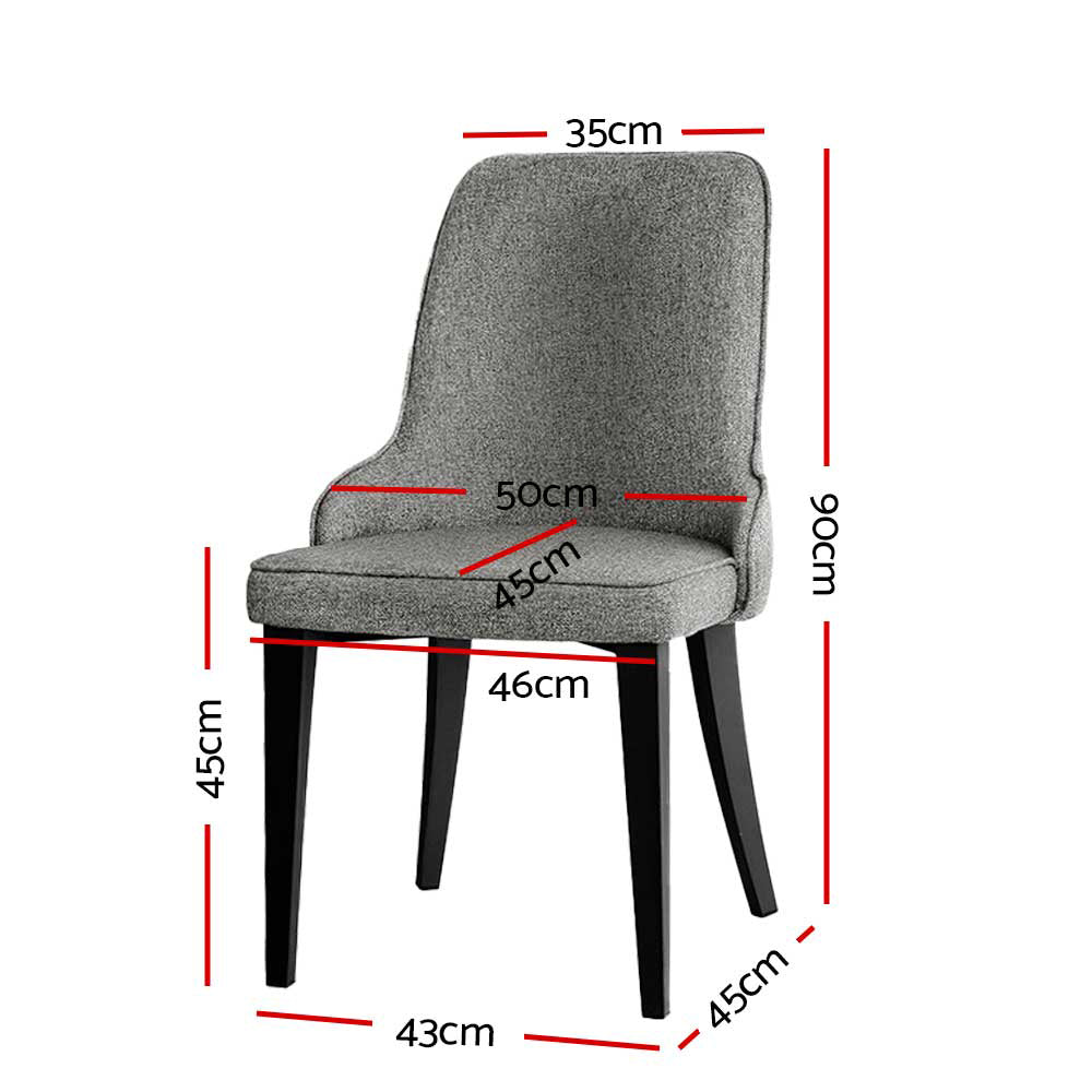 Dining Chairs Fabric Grey Set of 2 Domus