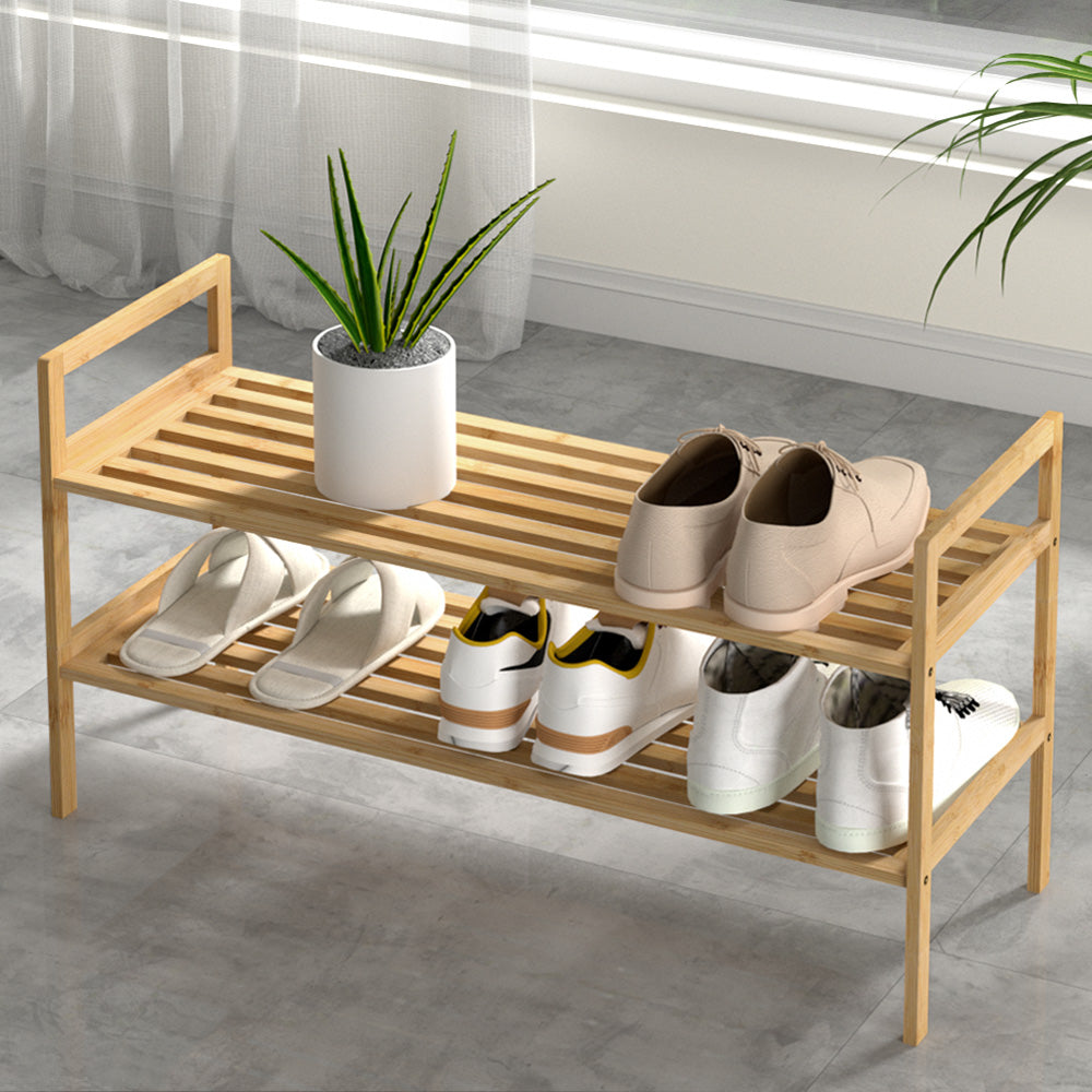 2-Tier Hina Bamboo Shoe Rack – Pine Finish