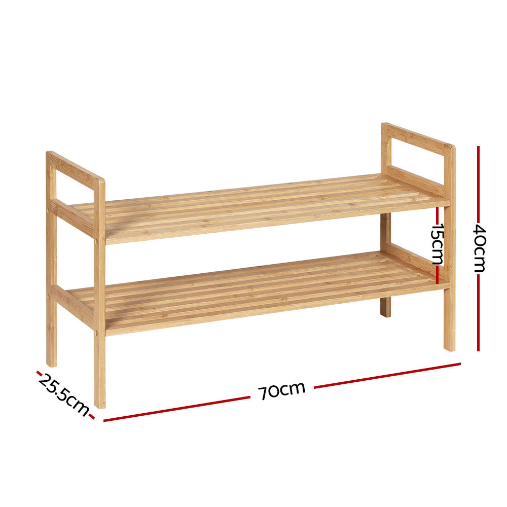 2-Tier Hina Bamboo Shoe Rack – Pine Finish