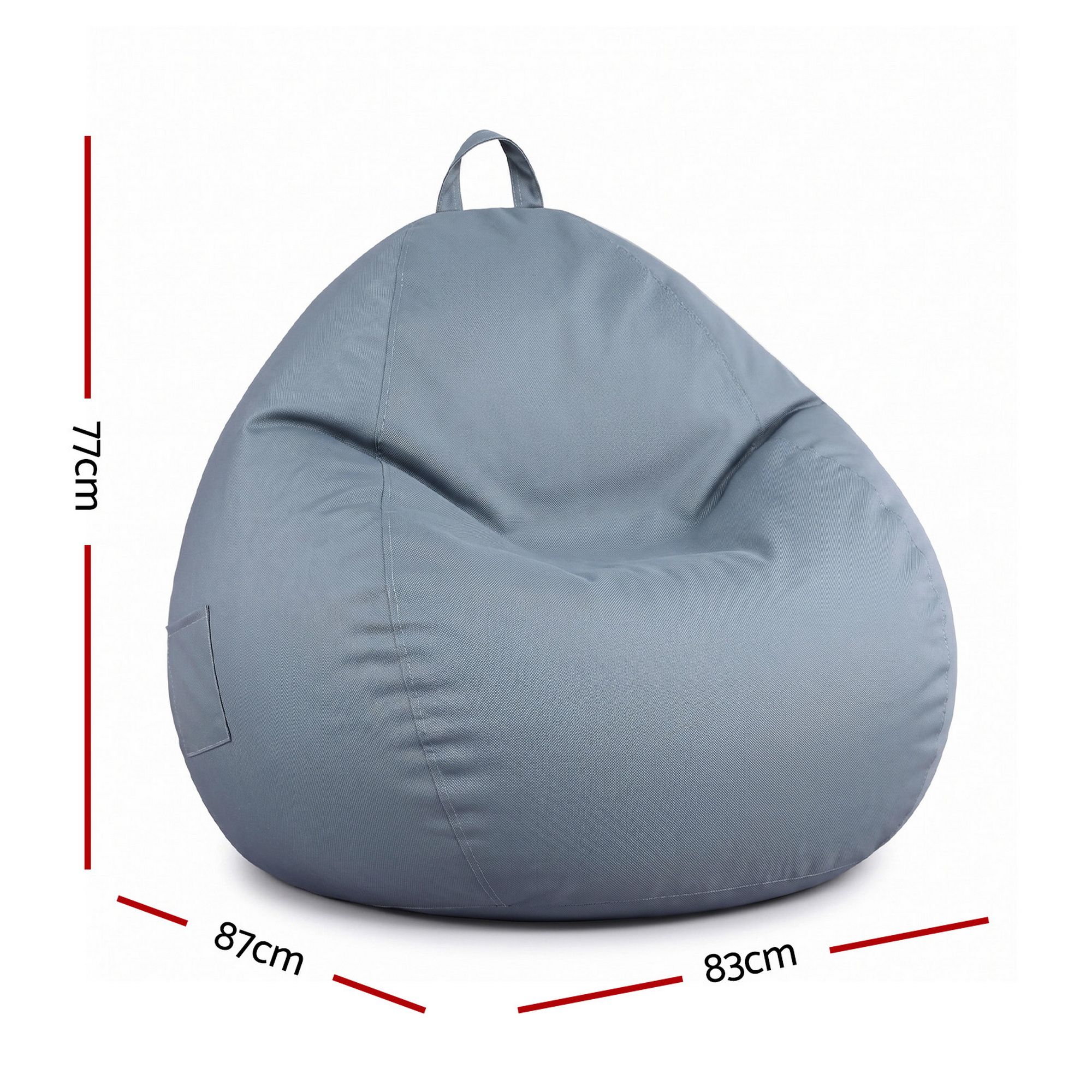 Outdoor Bean Bag Chair Cover (No Filler) Splash-Proof Beanbag Sofacover for Adults Teens Kids Stuffable Bean Bag Cover for Patio Poolside Relaxing, Grey